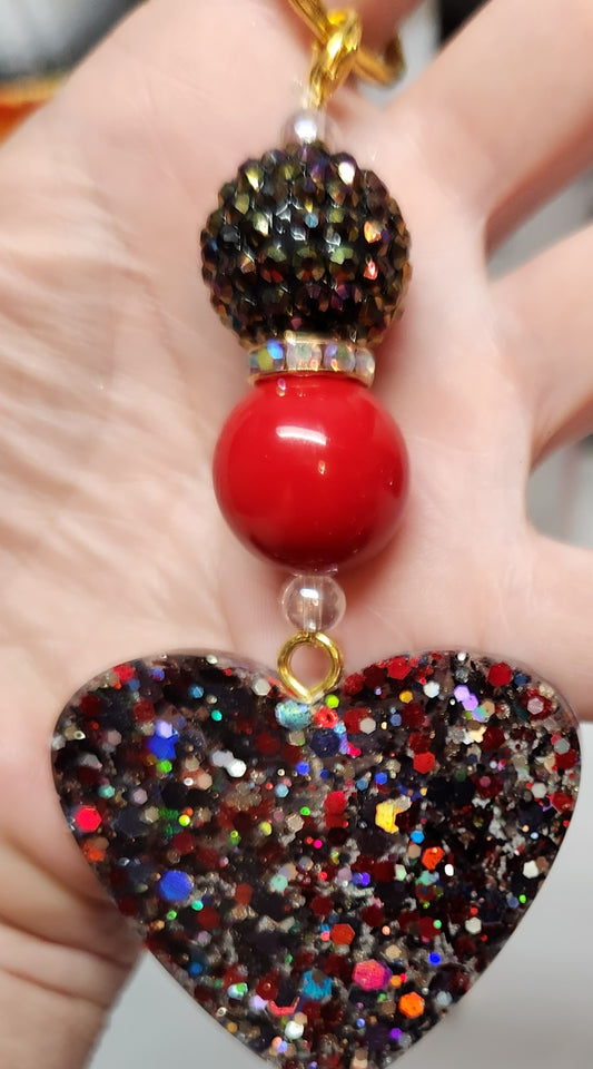 Red and black heart keychain
