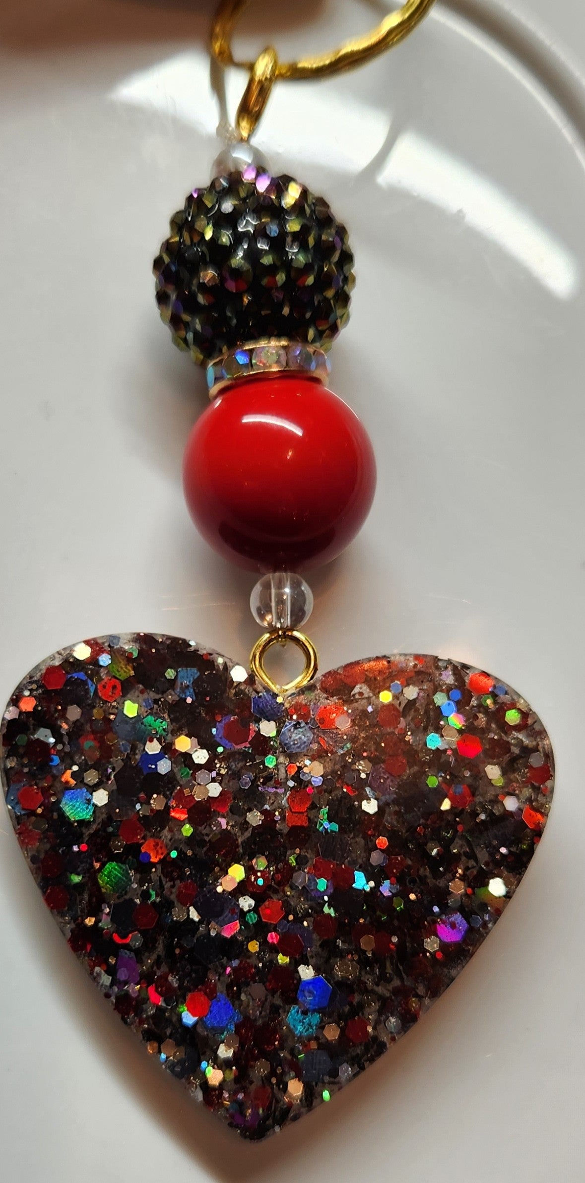 Red and black heart keychain