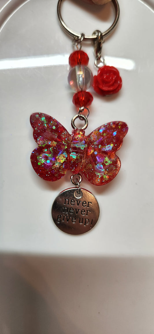 Cute red butterfly keychain