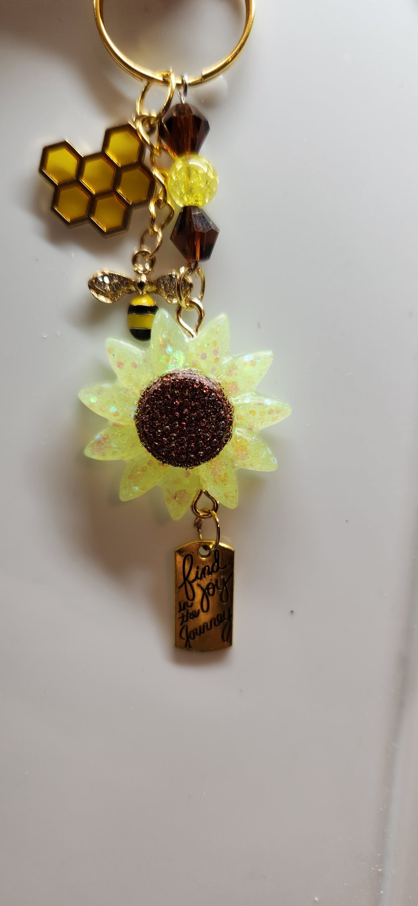 Sunflower Honeybee Keychain