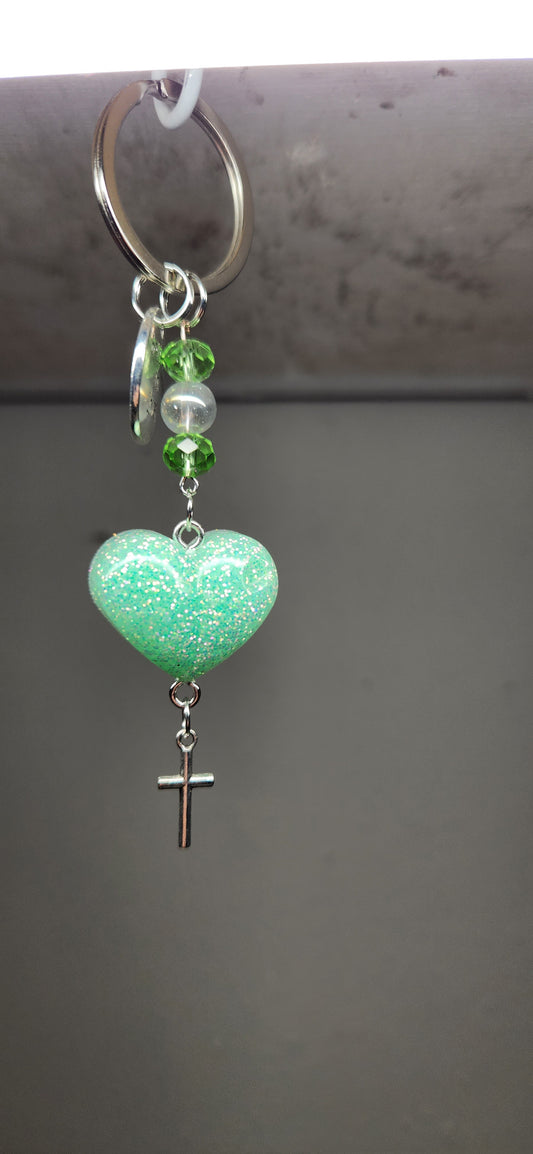 Green Heart Keychain