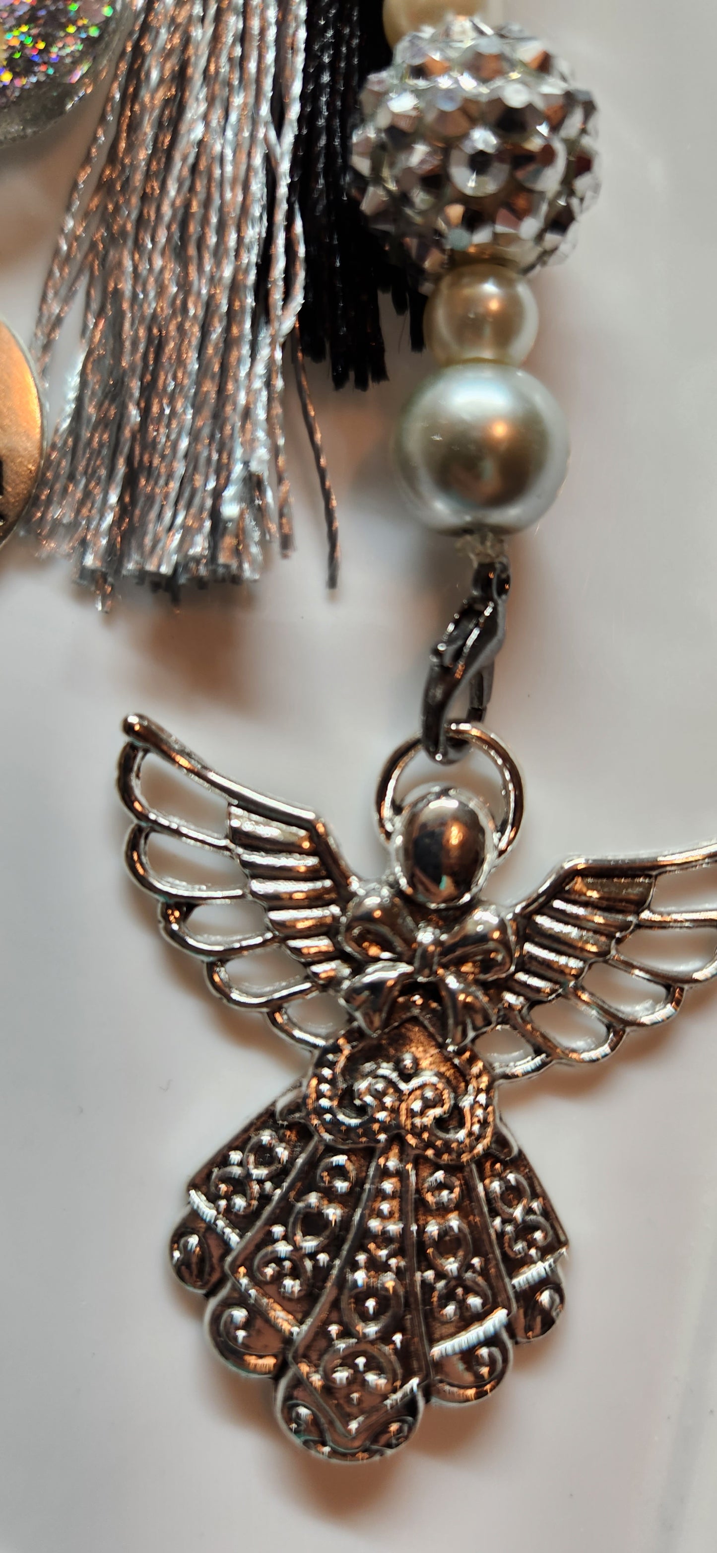 Silver and Black Angel keychain